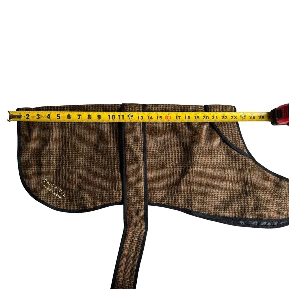 John Partridge & Pooch Tweed Dog Coat Jacket Brown Paid Size Large Adjustable - Picture 2 of 5