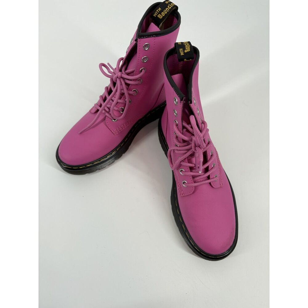 Dr. Martens Pink Lace-Up Combat Boots – Classic 8-Eye Style
