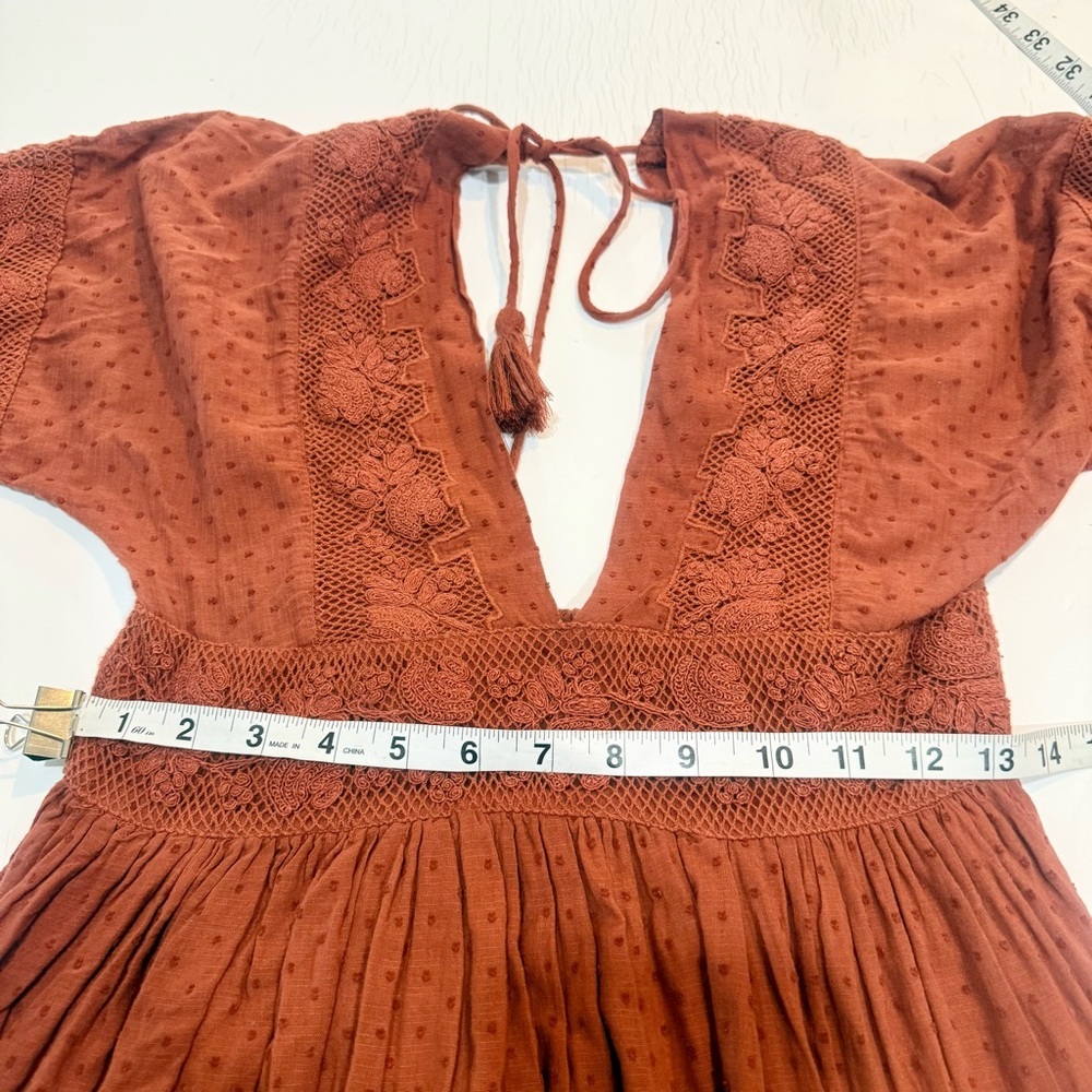 Free People Deep V-Neck Rust Dress size XS - Picture 9 of 12