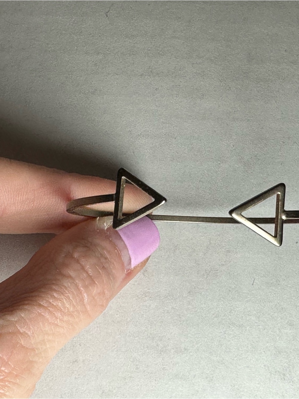 Minimal Open Triangle Cuff Bracelet — Bronze - Picture 4 of 5