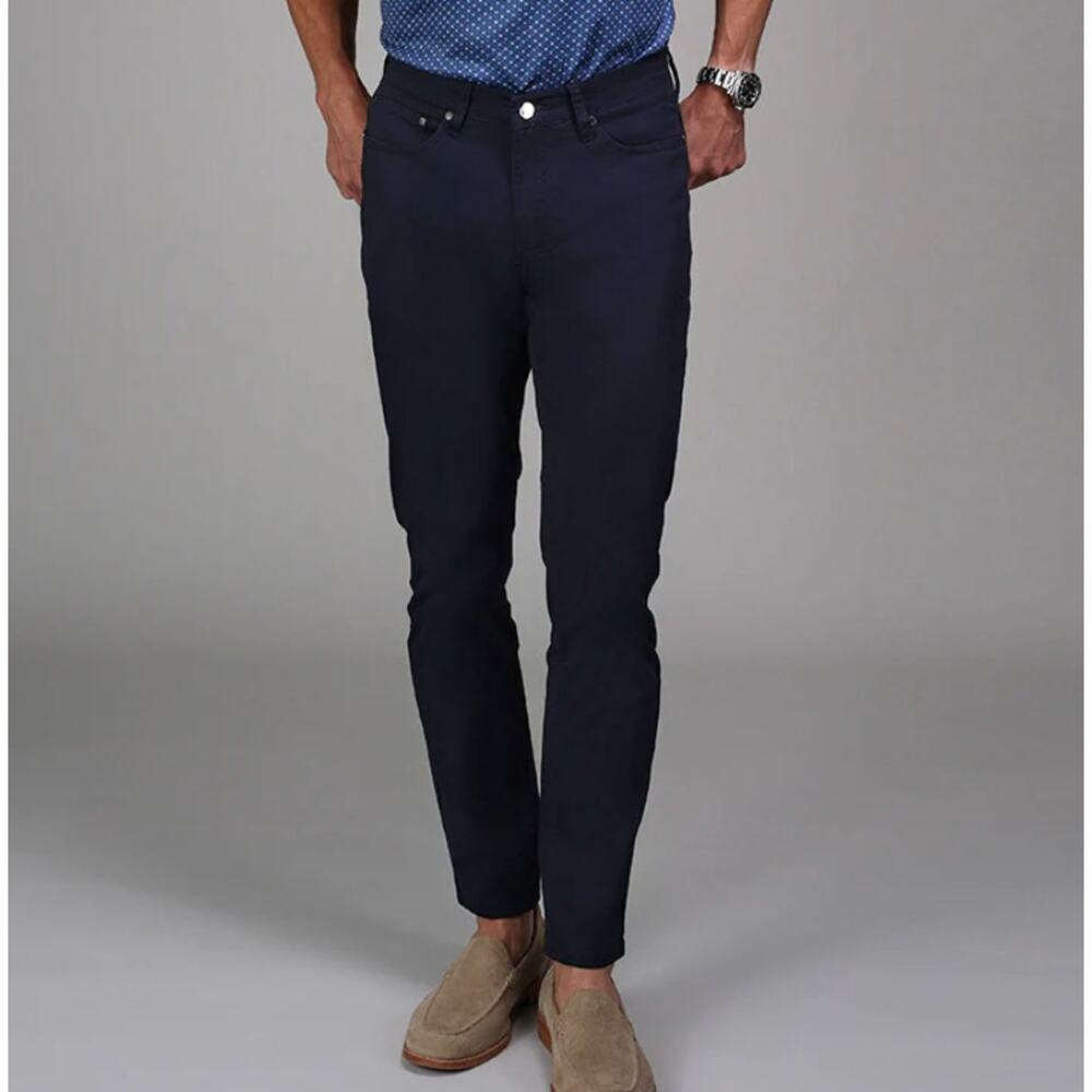 NWT Collars & Co. Men's CEO Chino Five Pocket Cotton Stretch Pants Navy 32x32