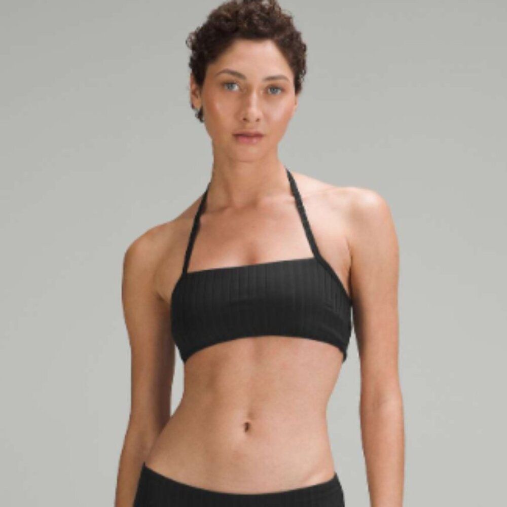 Lululemon Ribbed Halter Cross-Back Swim Top *A/B Cups Black 12