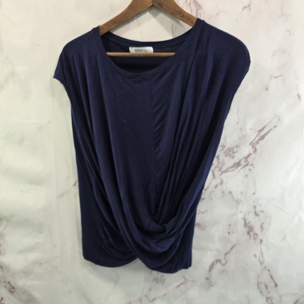 Bailey 44 T Shirt Womens Small Blue Muscle Navy Twist Crop Tee Slouchy