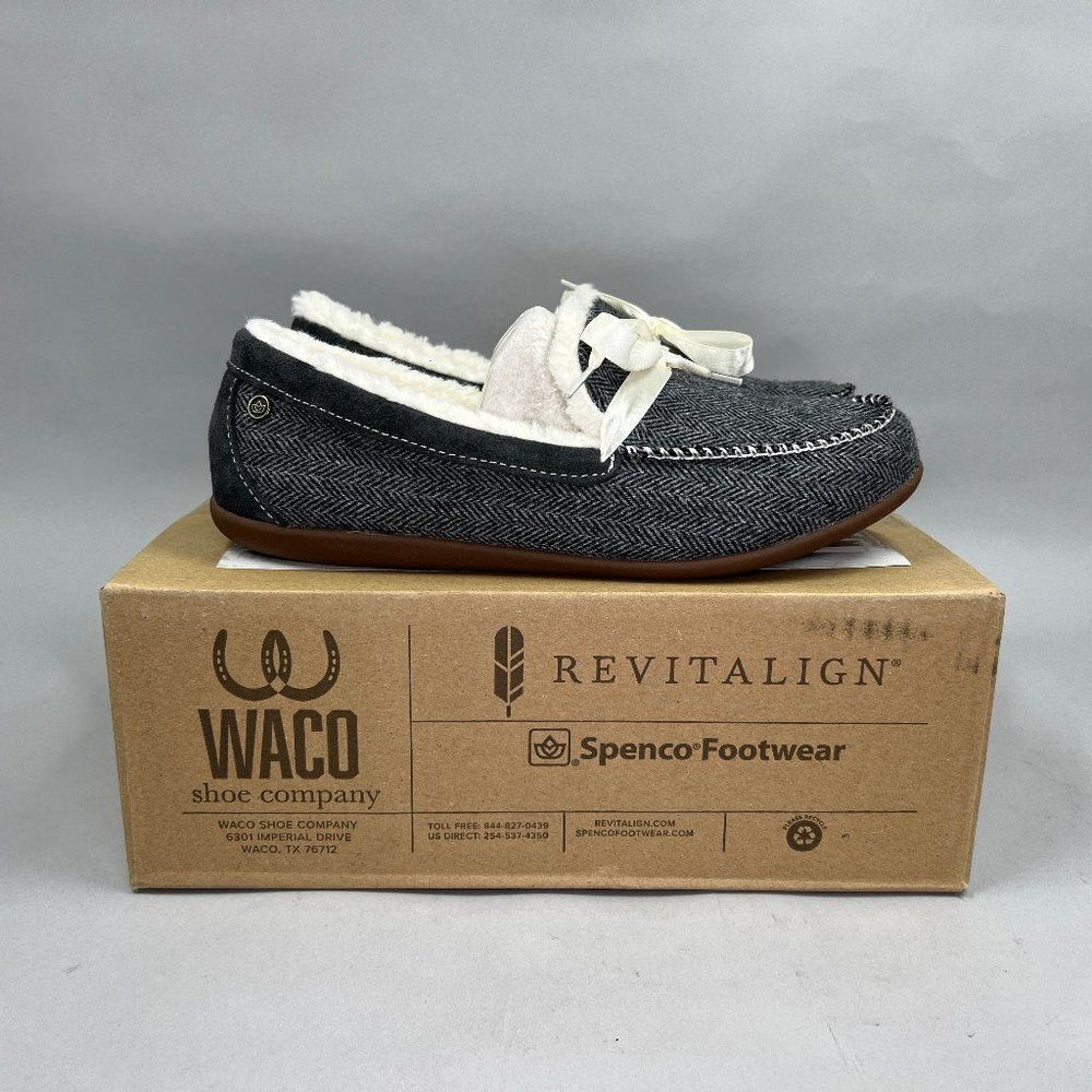 Waco Shoe Company Birch Slippers Women's Size 9 Grey‎ Fleece Shearling Insulated