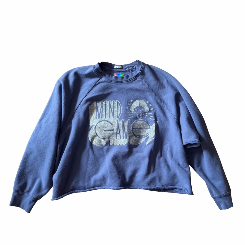 Mother The Boost Crop Cutoff Mind Game Sweatshirt Tee