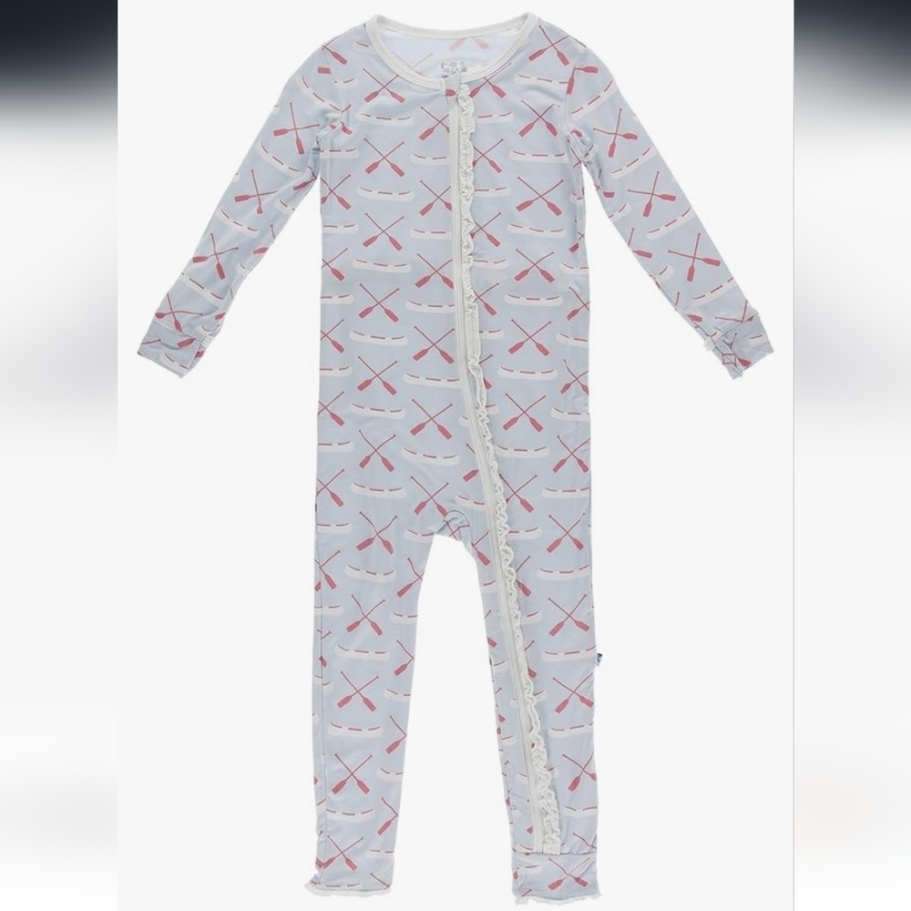 KicKee Pants Ruffle Bamboo Onesie Dew Paddles And Canoe Size 12-18 Months