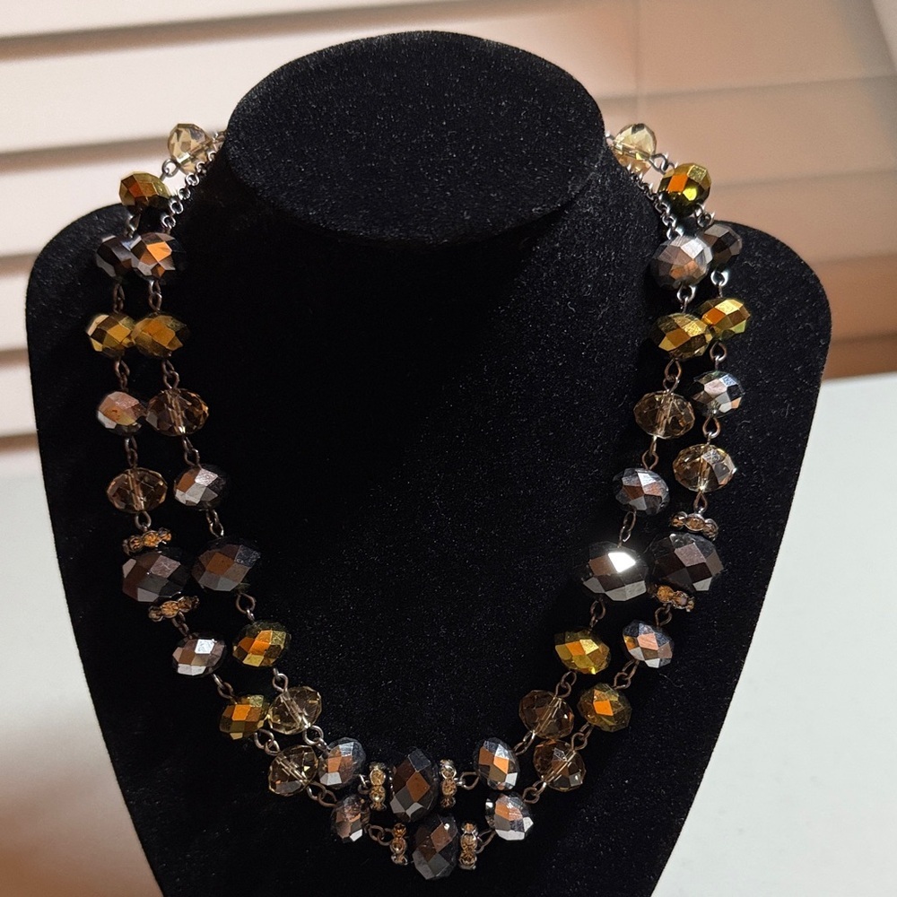Trifari Gold and Silver Faceted Necklace