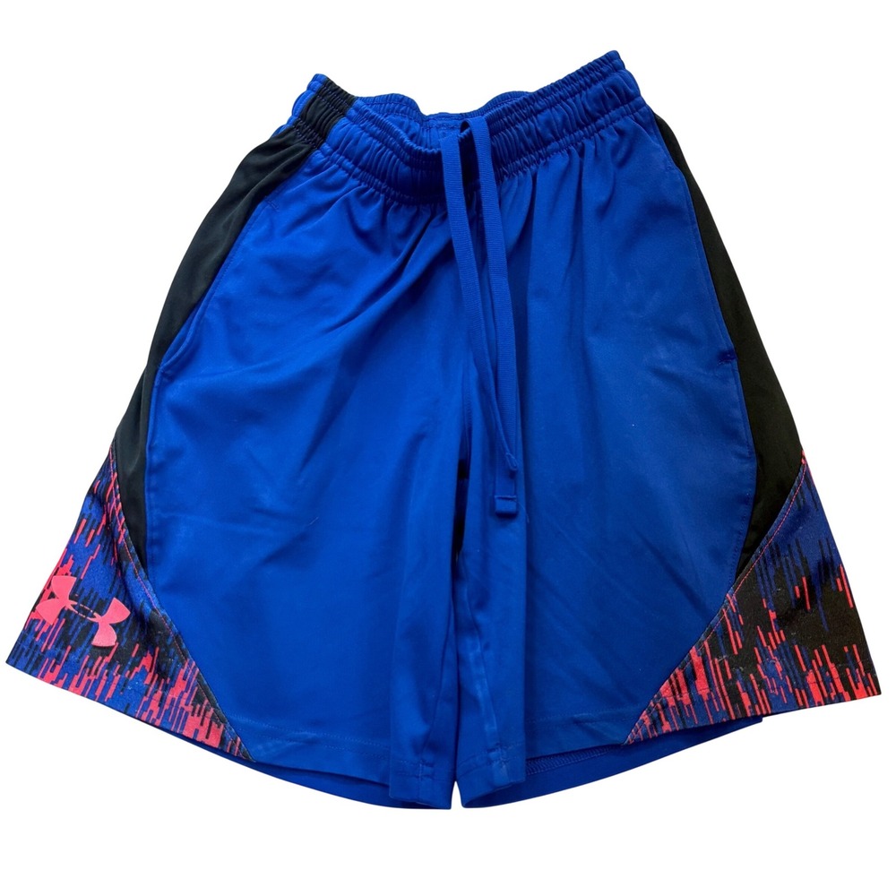Under Armour Shorts Kids YXS Blue Black Pink Athletic Basketball Gym Sporty
