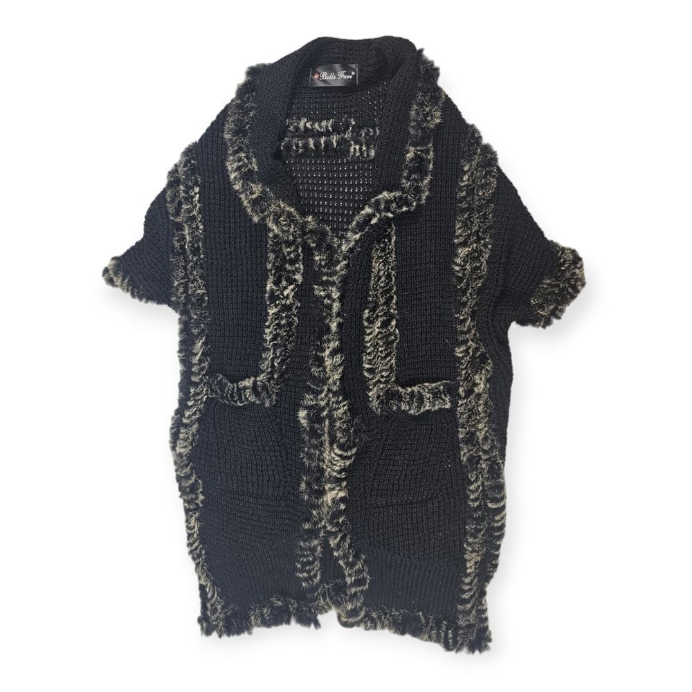 Belle Fare Rabbit Hair and Wool Chunky Knit Sweater Cardigan Women's OS‎