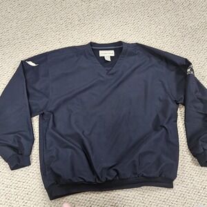 Cutter &‎ Buck Jacket Mens XXL Navy Blue Solid Windbreaker Pullover V-Neck Golf