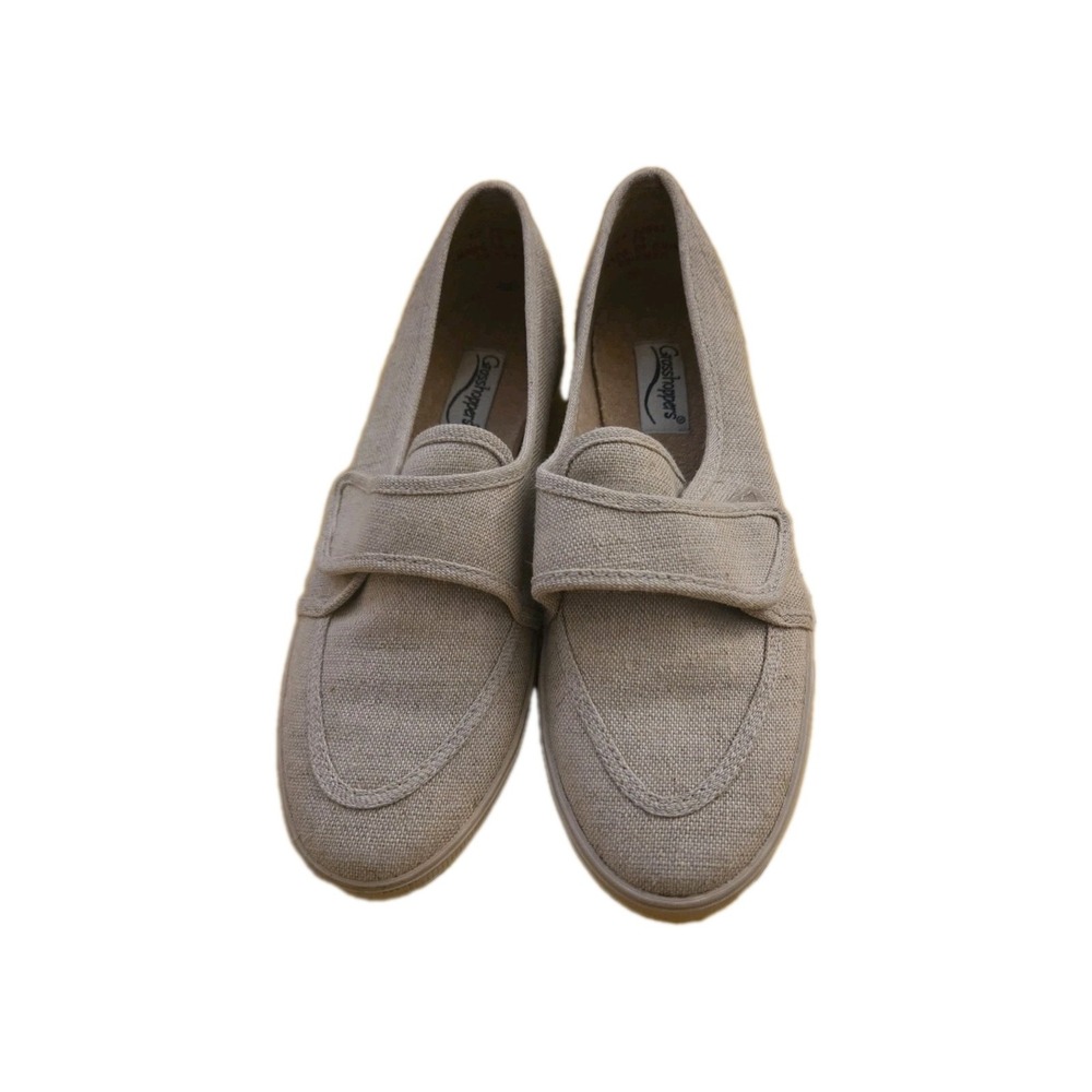 Grasshoppers Womens Canvas Slip On Hook Loop Comfort Shoes Beige 7 S‎ - Picture 3 of 11