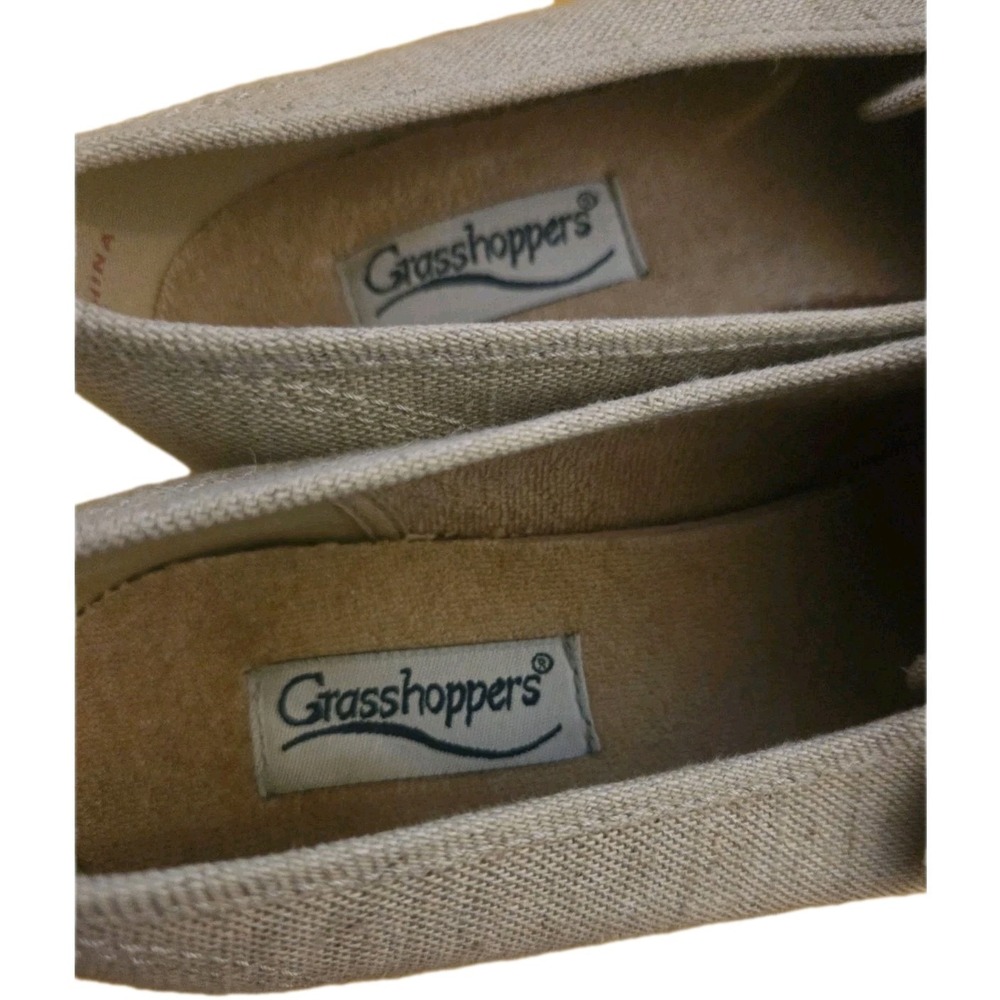 Grasshoppers Womens Canvas Slip On Hook Loop Comfort Shoes Beige 7 S‎ - Picture 4 of 11