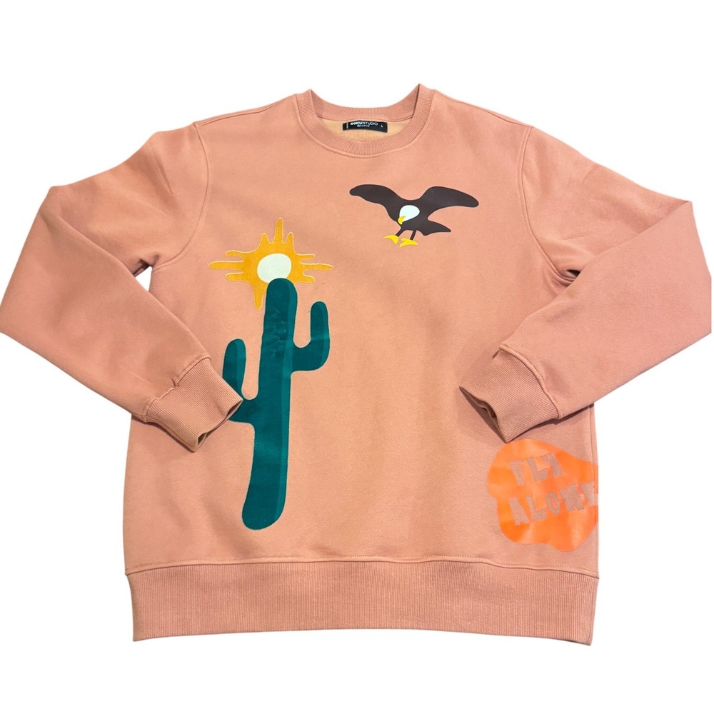 Roku Studio Stay Wild Eagle Graphic Crewneck Desert Cactus Streetwear Mens L