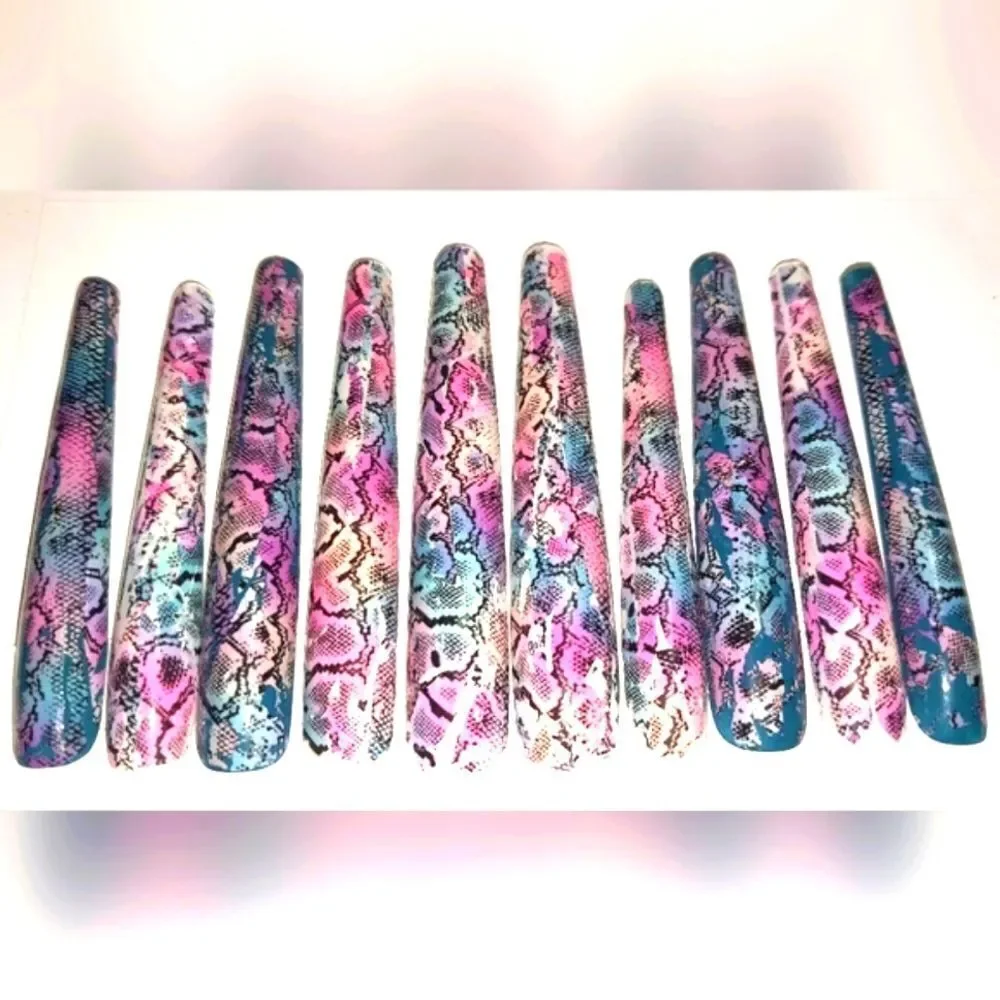 Hand crafted custom print 10pc 3xl acrylic press on nails sz Small - Picture 3 of 8