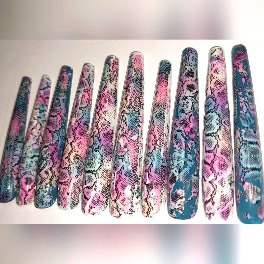 Hand crafted custom print 10pc 3xl acrylic press on nails sz Small - Picture 7 of 8