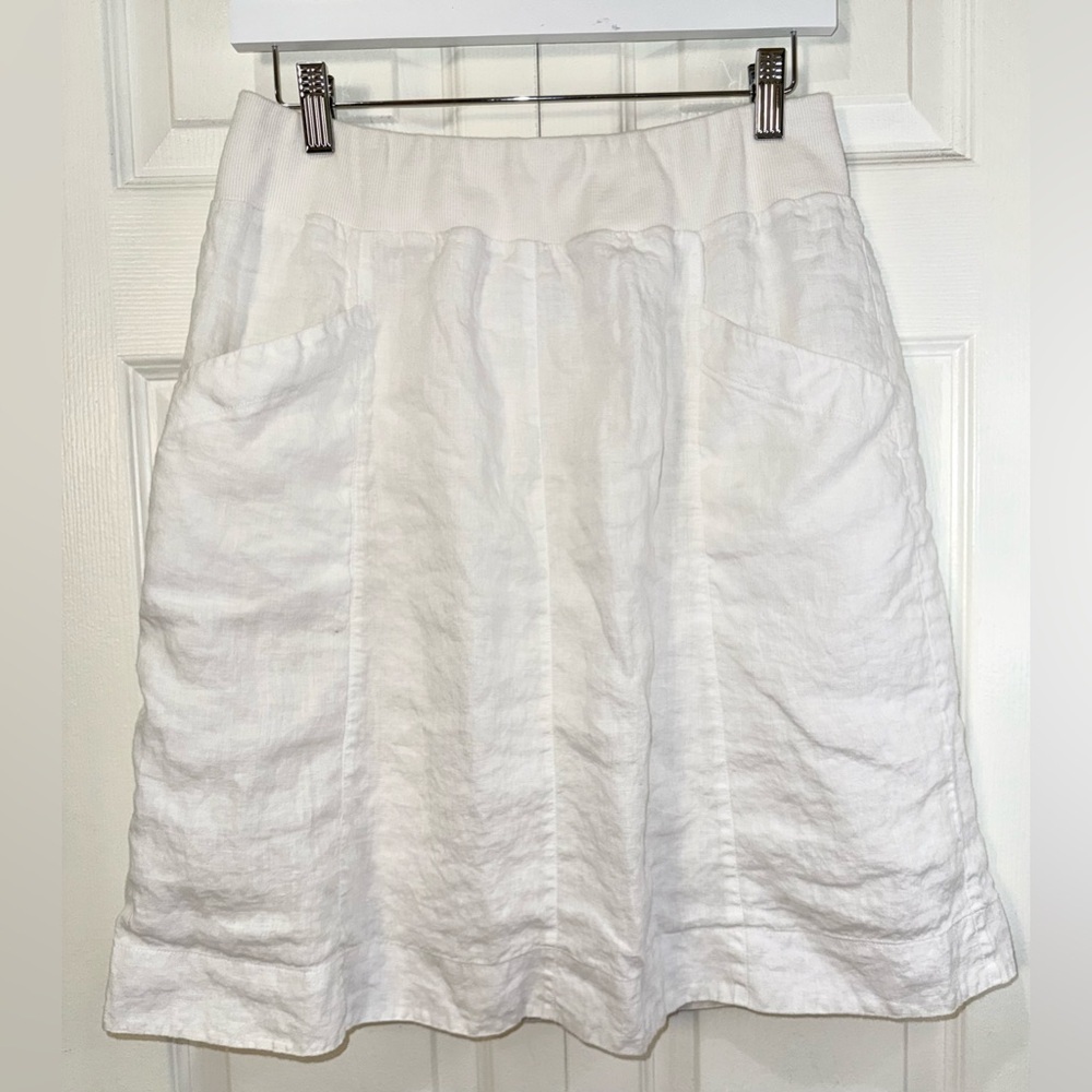Eileen Fisher Classic White Linen A-Line Skirt XS (Fits Small)