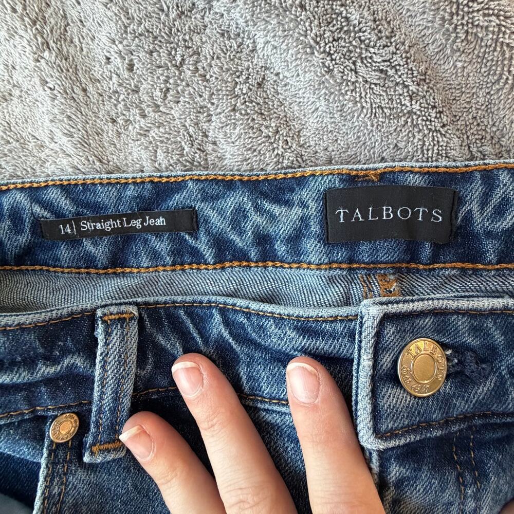 Talbots Size 14 Straight Leg Jean Embroidered Medium Wash 29" Inseam - Picture 3 of 12