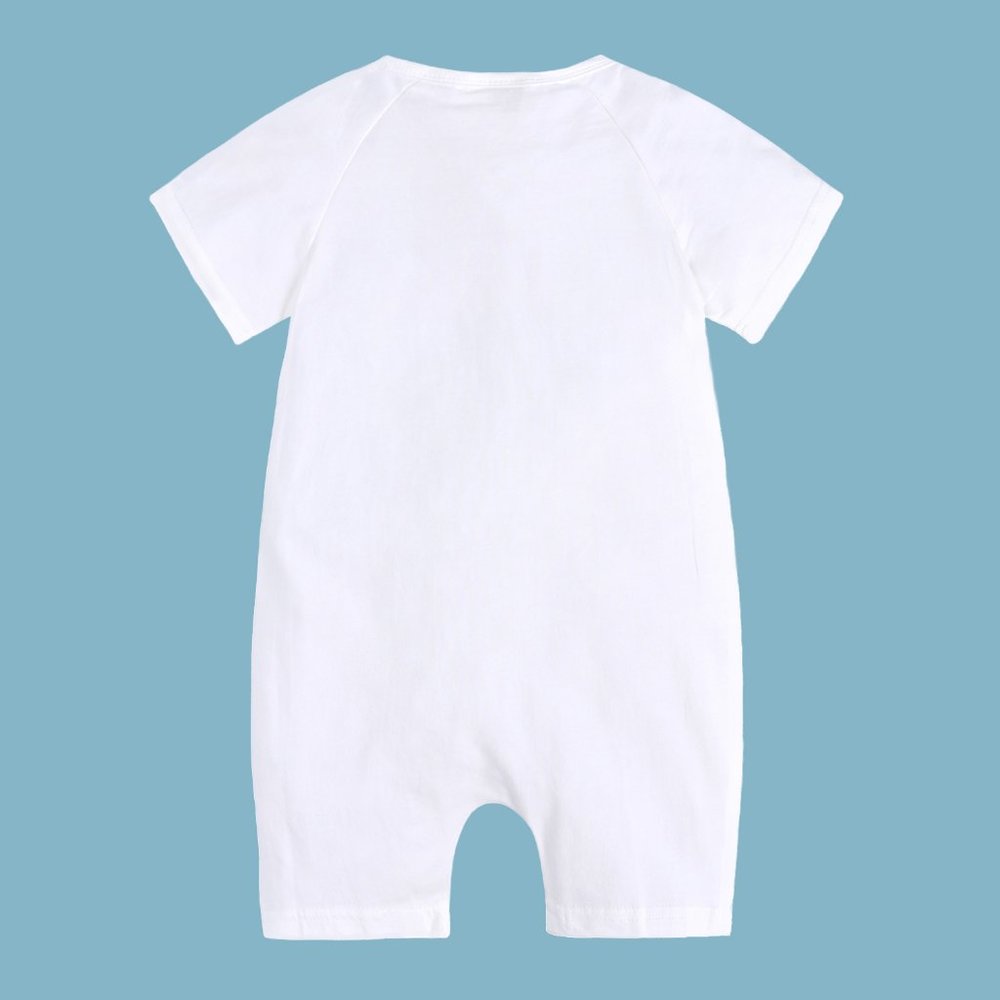NWT*3-6m BABY ROMPER Shorts Double Zipper White Cotton Play-Sleep Custom Design - Picture 3 of 16