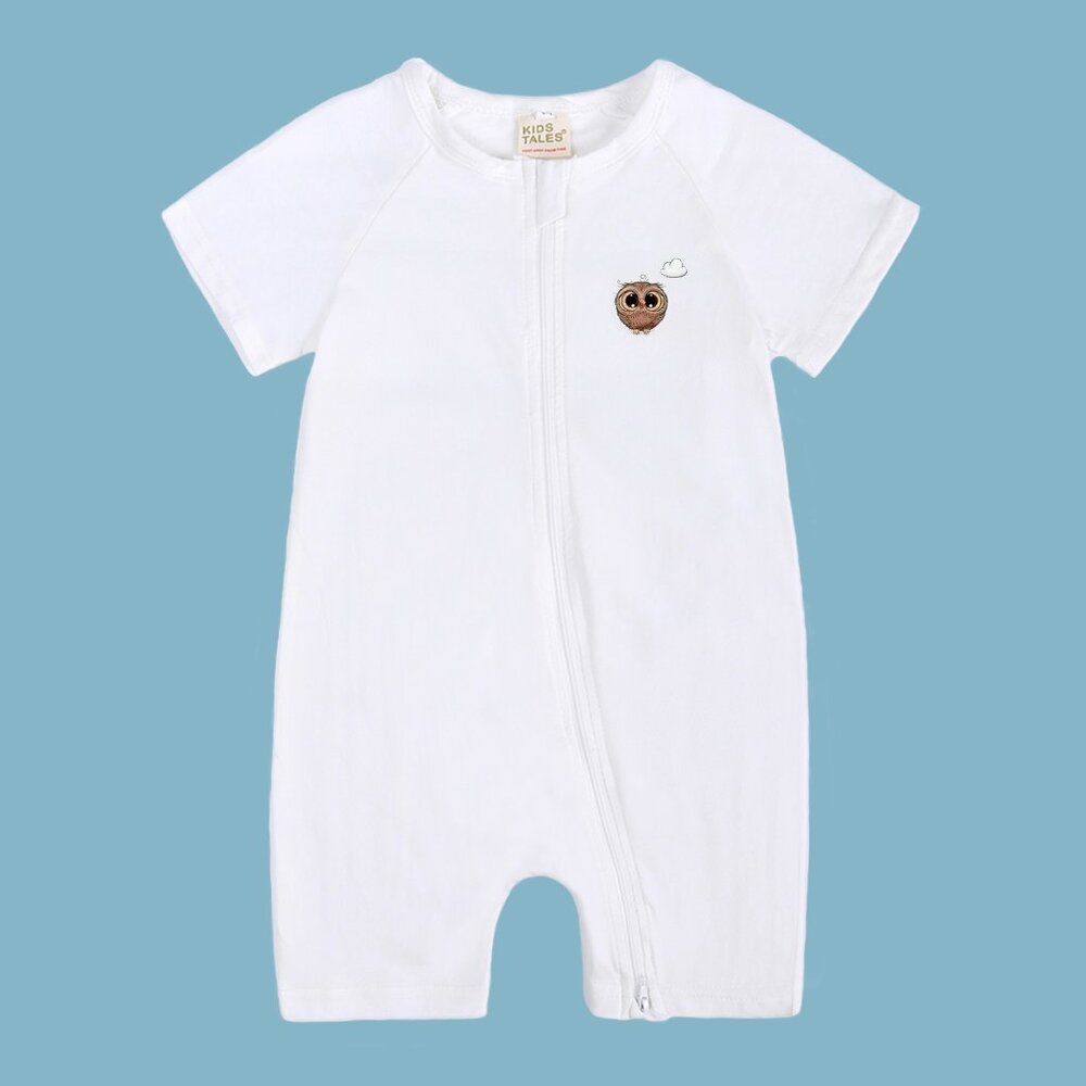 NWT*3-6m BABY ROMPER Shorts Double Zipper White Cotton Play-Sleep Custom Design - Picture 12 of 16