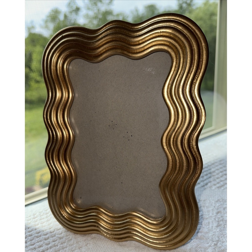 Tahari Home Gold Tone Wave Photo Frame for 4x6 Photo Vintage Contemporary