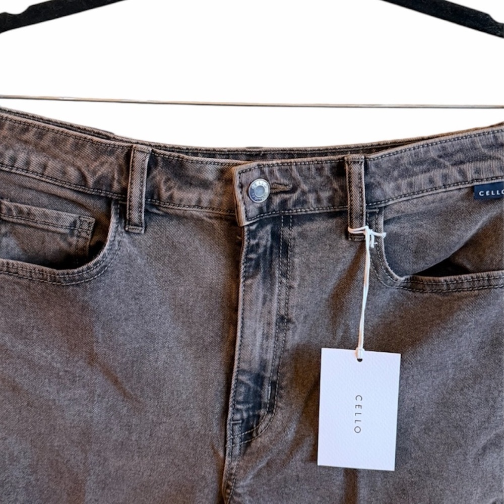 Cello Wide Leg Jeans Size 9 Washed Brown High Rise Boho Belt Loops New - Picture 5 of 10