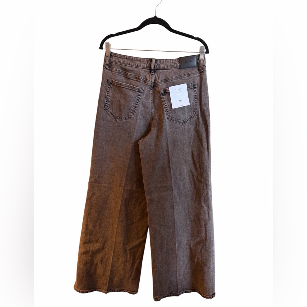 Cello Wide Leg Jeans Size 9 Washed Brown High Rise Boho Belt Loops New - Picture 6 of 10