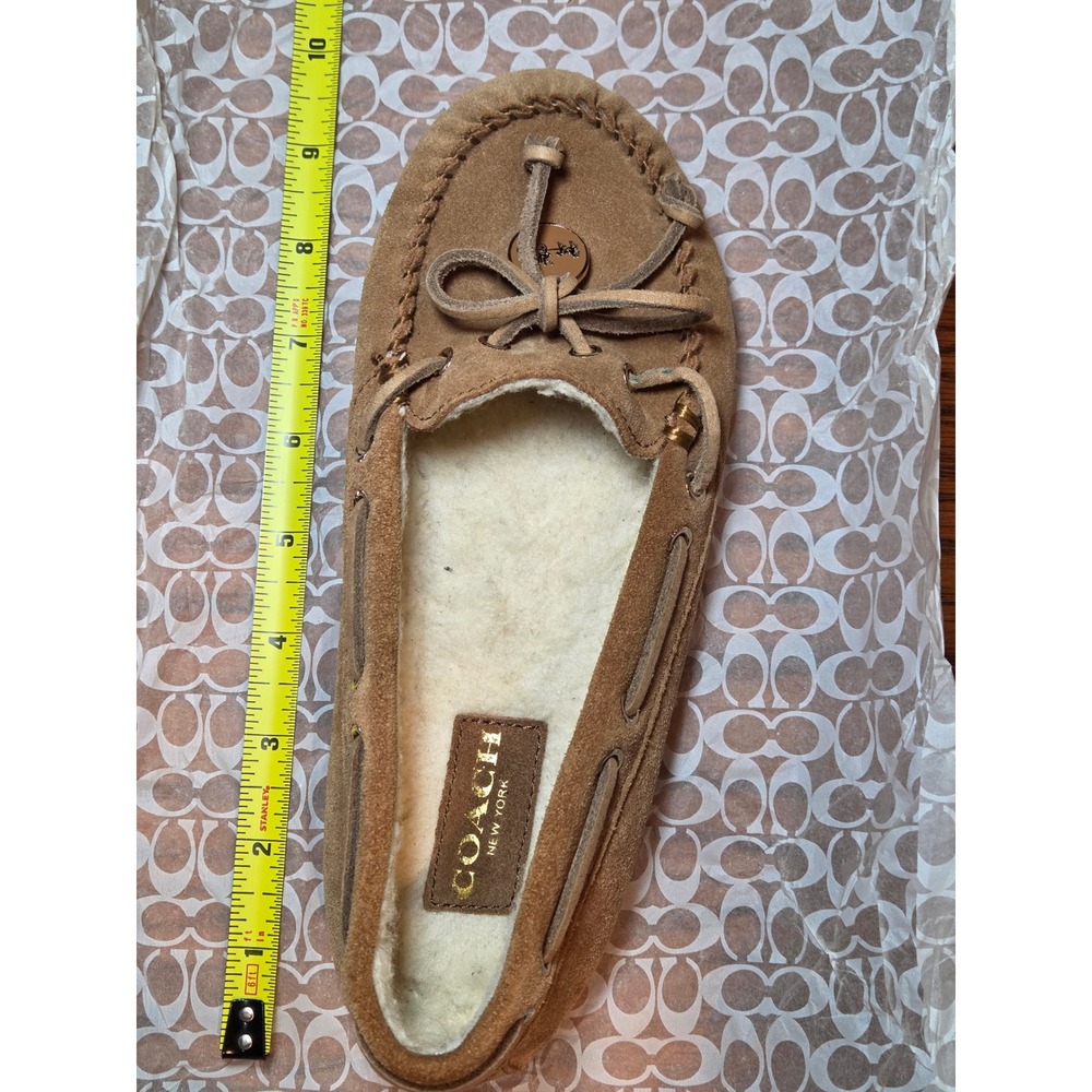 Coach Antonia Suede Shearling Lined Moccs Slippers Mocassins Shoes Women Size 6 - Picture 6 of 12