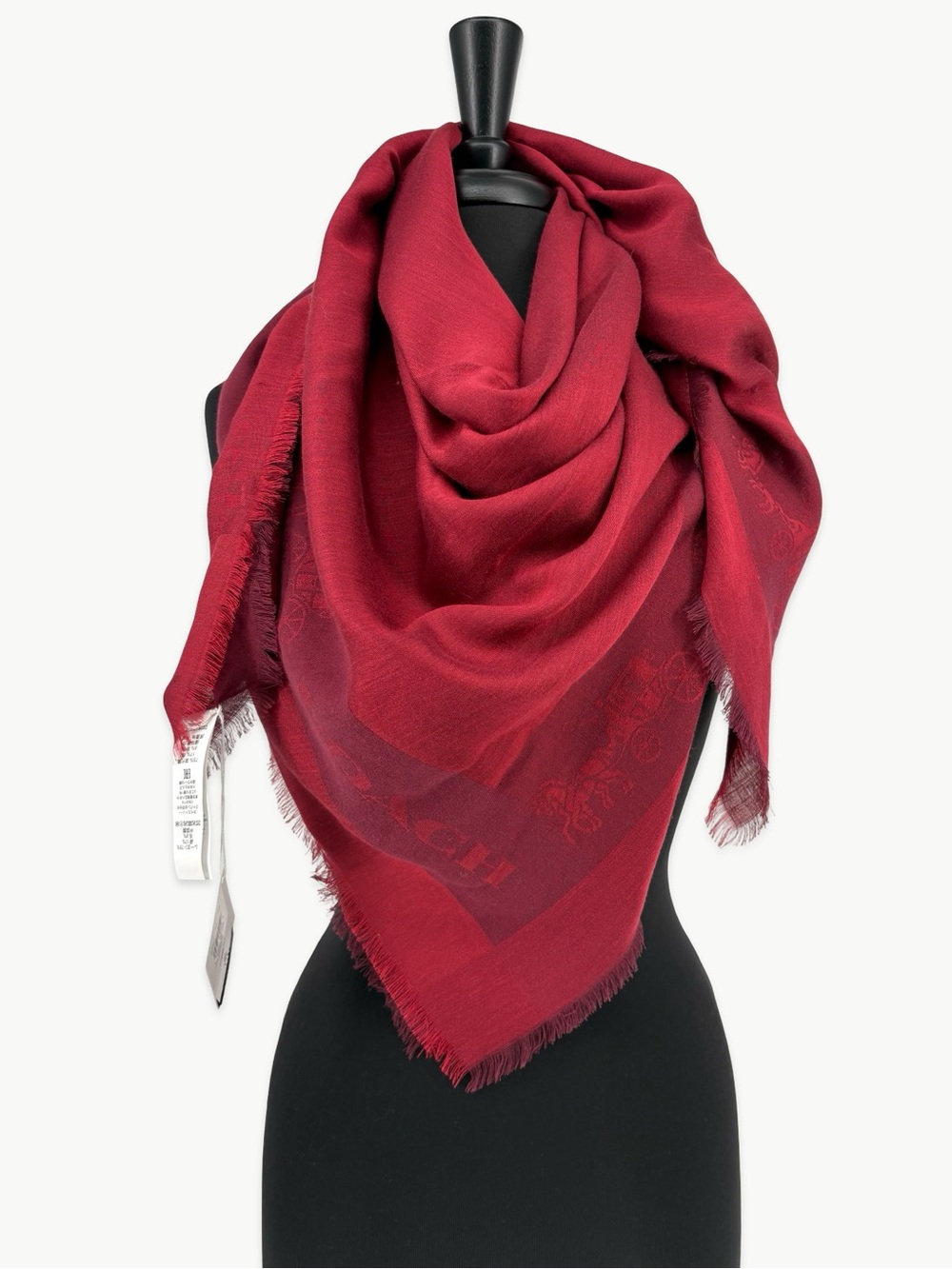 Coach Horse & Carriage Border Oversized Square Scarf 1941 Red NWT