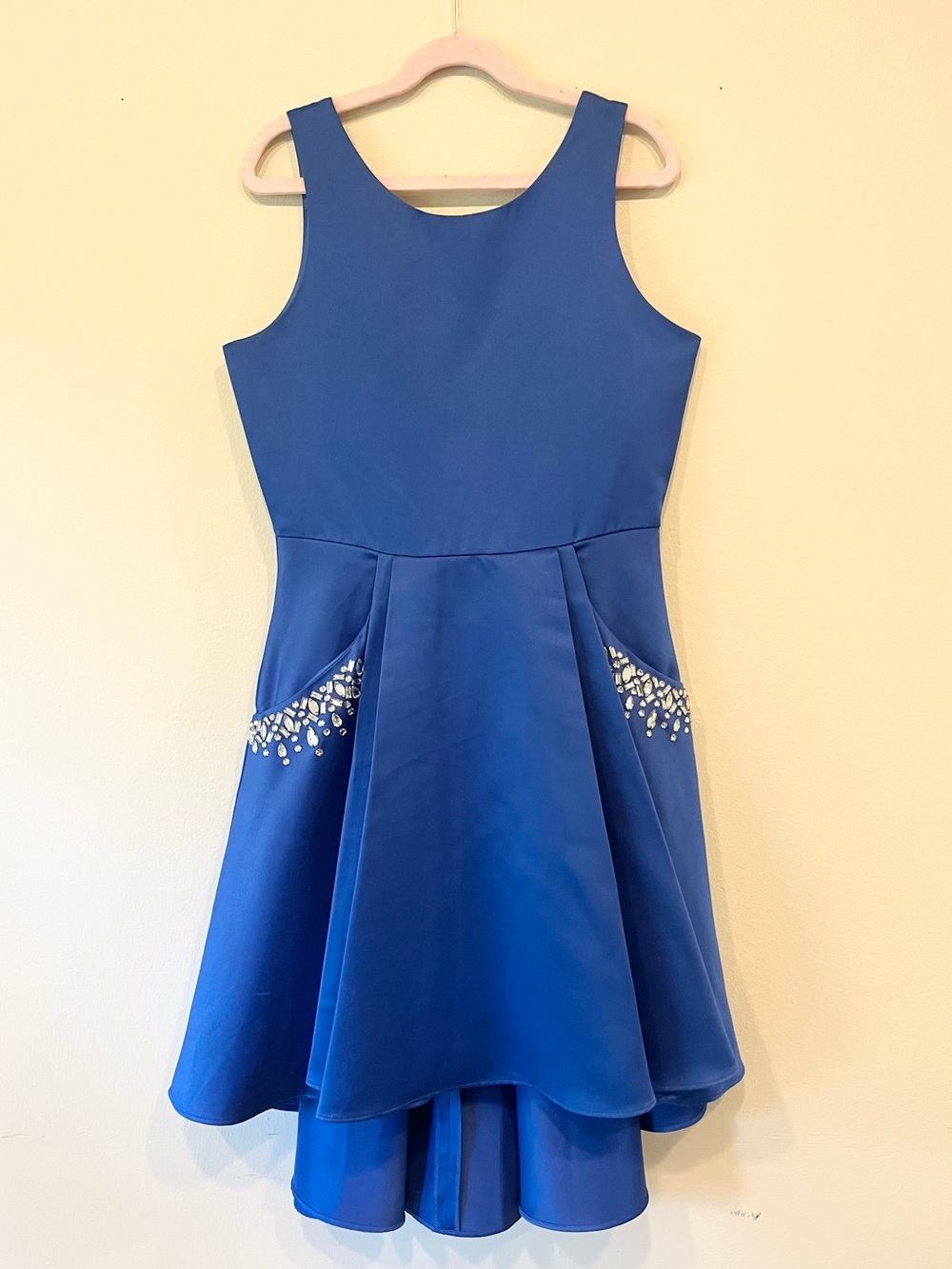 Rare Editions Royal Blue Sleeveless Party Dress with Embellished Pockets