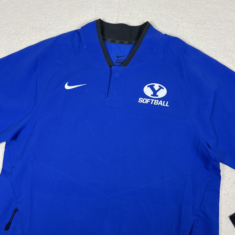 Nike‎ BYU Cougars Softball Pullover Jacket Mens Small Blue NCAA Short Sleeve