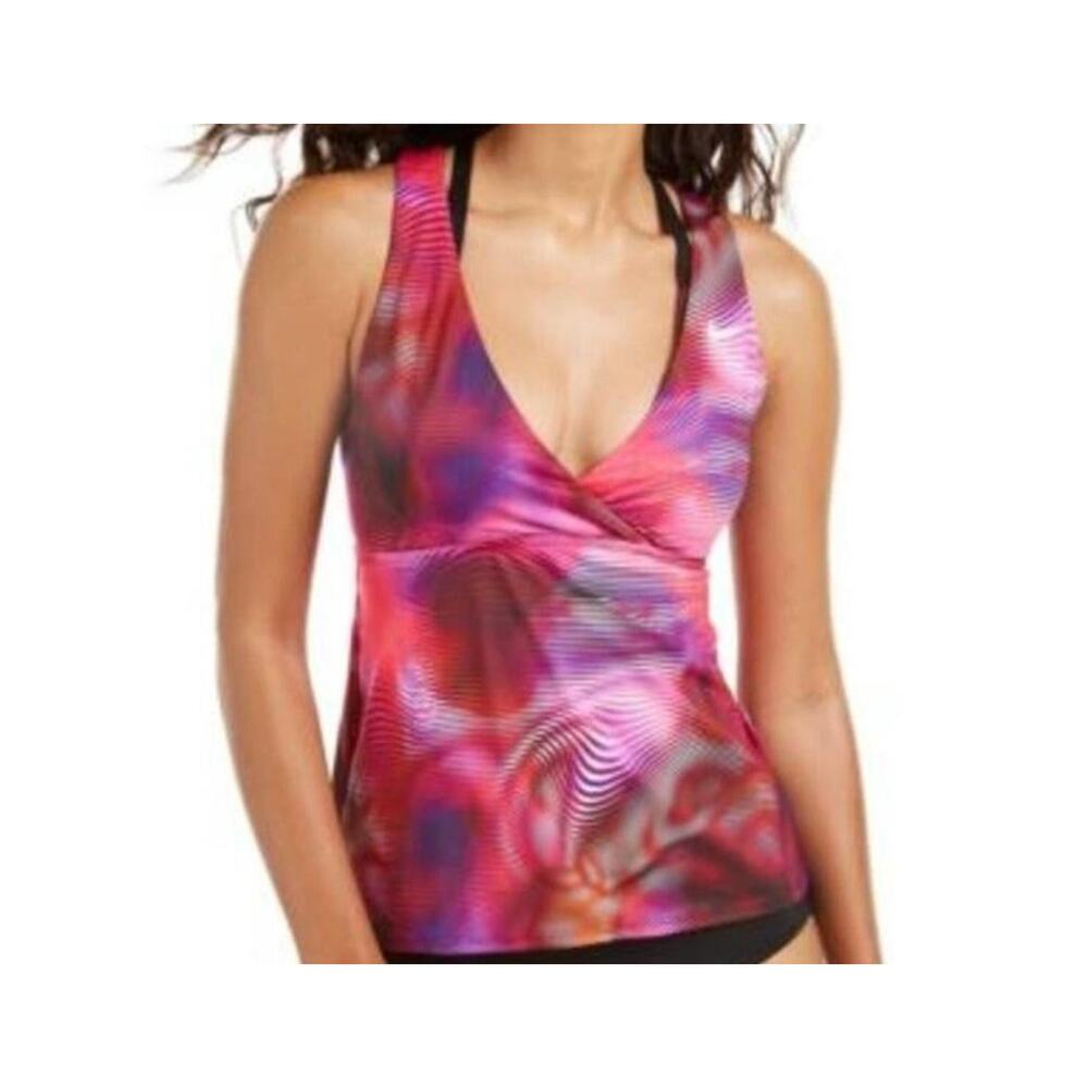 Nike Tankini Swimsuit Top Women's SZ S Villain Red Athletic Swim Perforated Cups