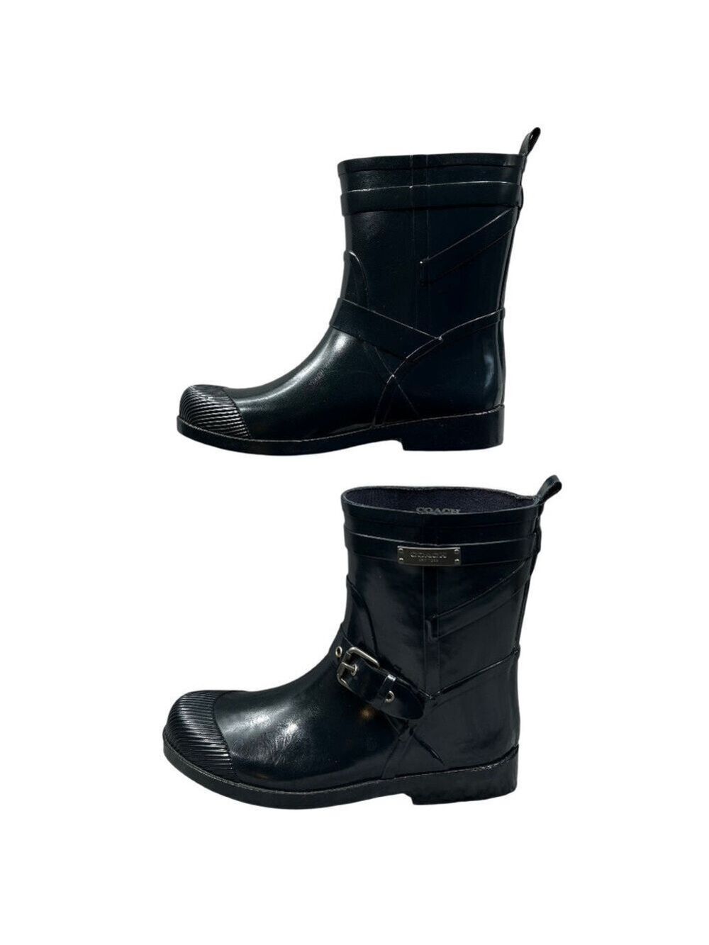 Coach Lester Dark Blue Rubber Mid-Calf Rain Gardening Boot Size 9B