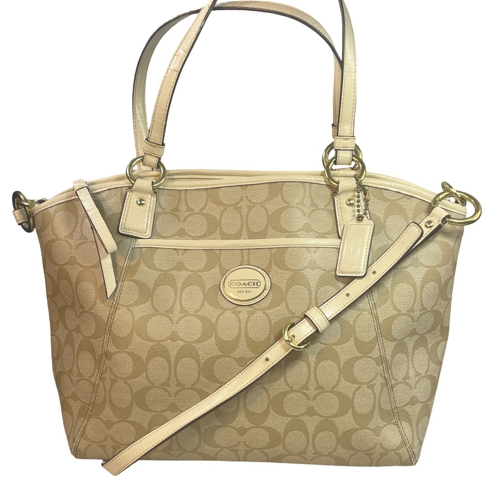 Coach Peyton Signature Pocket Tote & Crossbody Bag – Beige/Khaki F19816