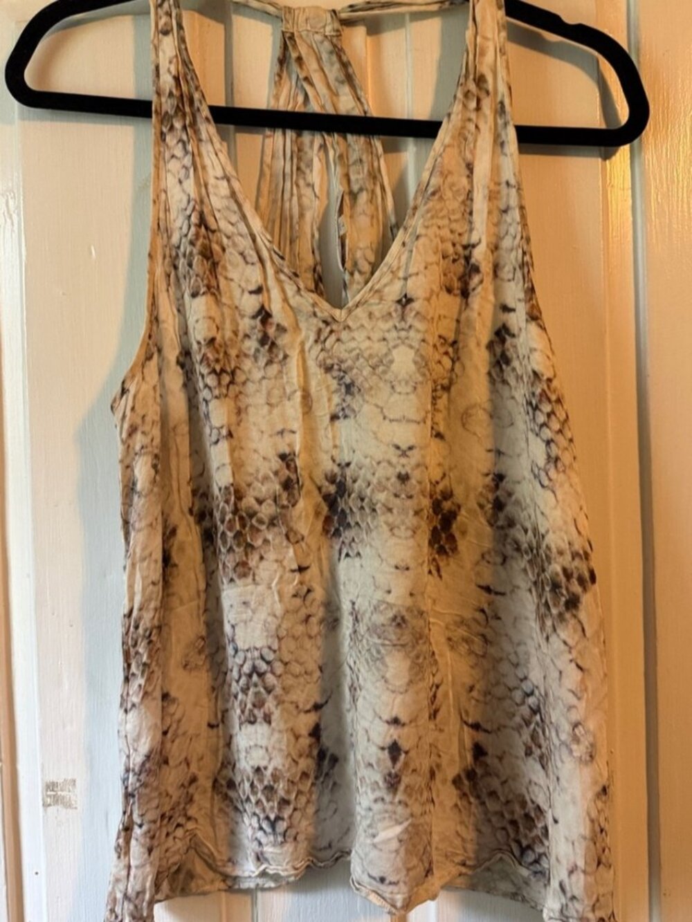 Snake-Print V-Neck Tank Top