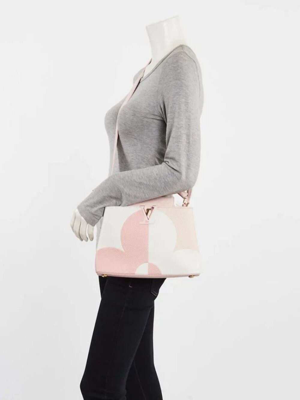 Louis Vuitton Pink/White Taurillon Leather Flower Power Capucines BB Bag