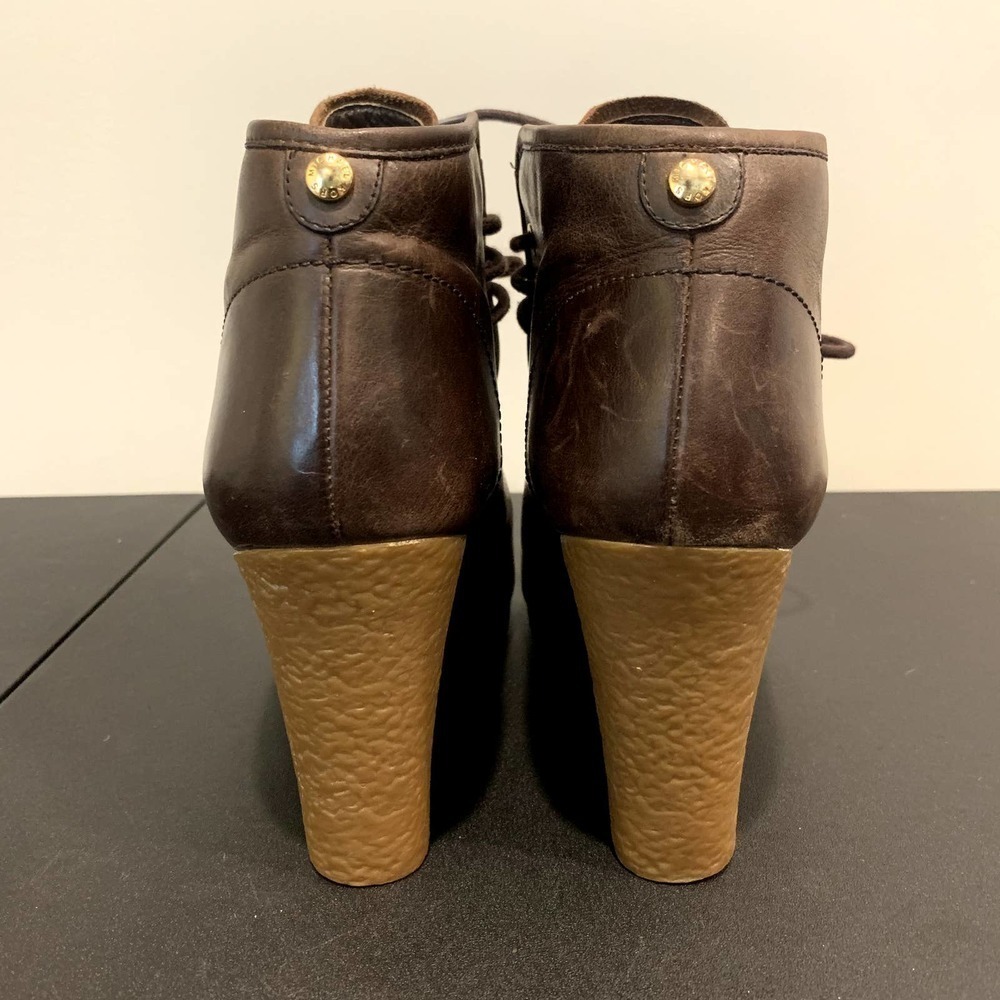 Michael Kors Rory Wedge Booties Brown Leather Ankle Boots Lace Up Size 8M - Picture 4 of 7