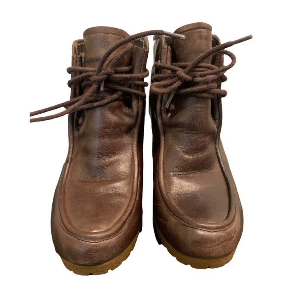 Michael Kors Rory Wedge Booties Brown Leather Ankle Boots Lace Up Size 8M - Picture 2 of 7