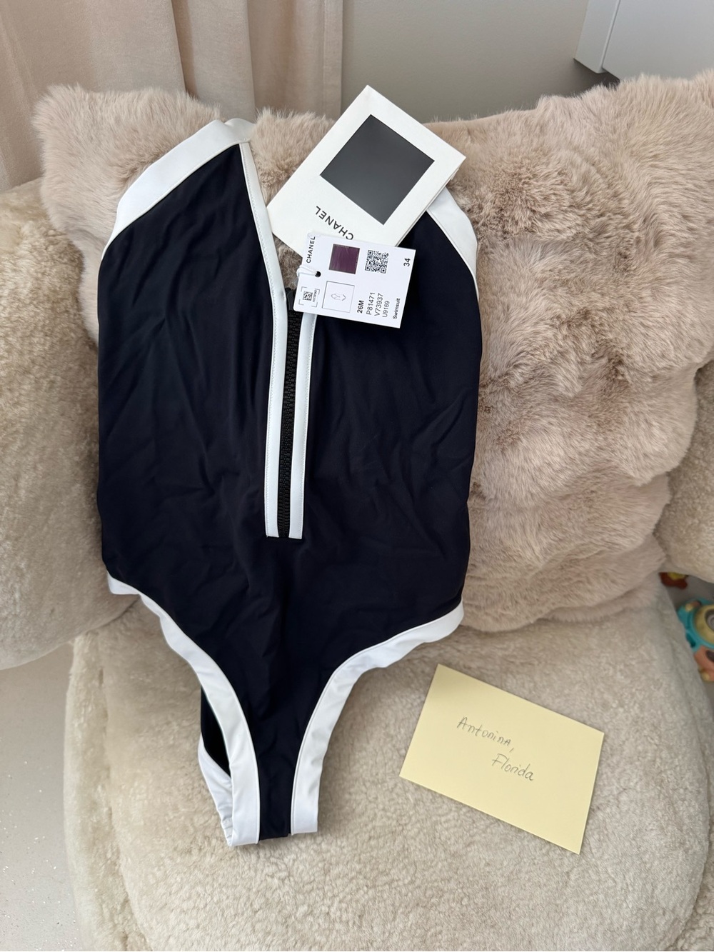 Chanel coco beach 2026 Black and White One-Piece Swimsuit