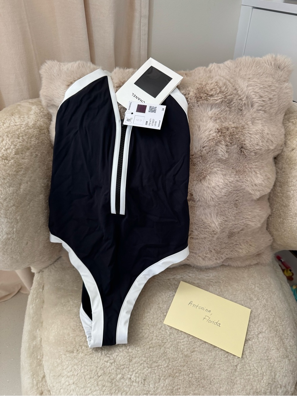 Chanel coco beach 2026 Black and White One-Piece Swimsuit - Picture 2 of 6