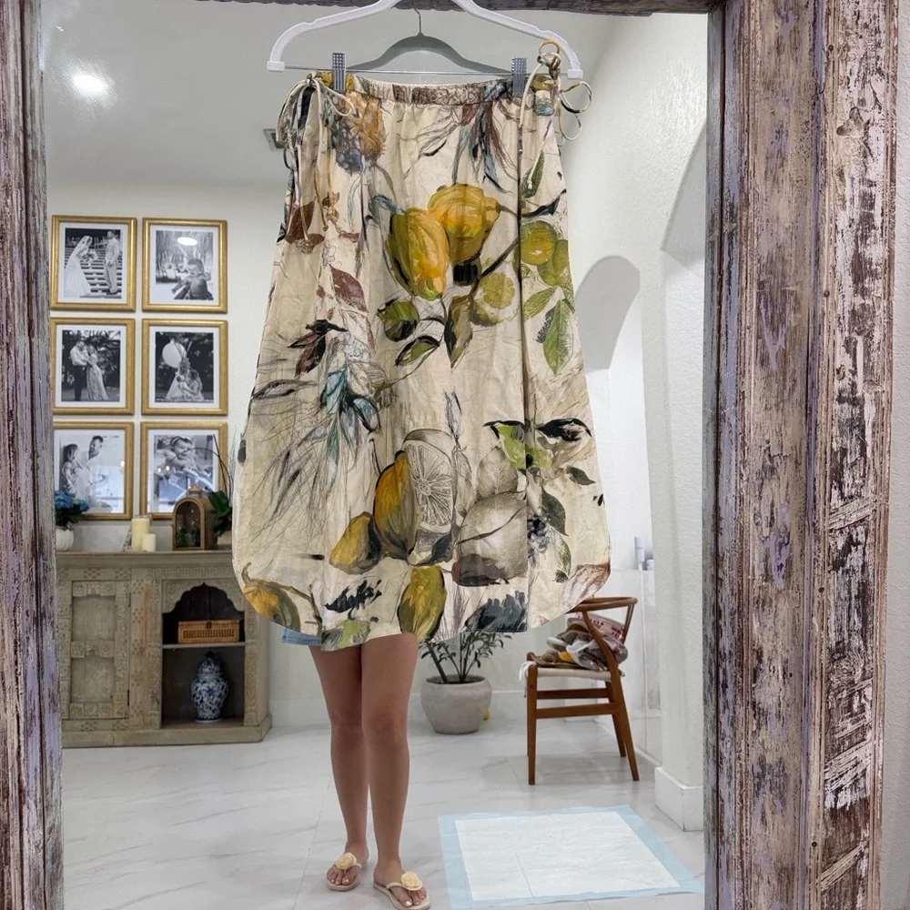 Zara A-Line Skirt with Lemon and Leaf Print - Picture 4 of 7