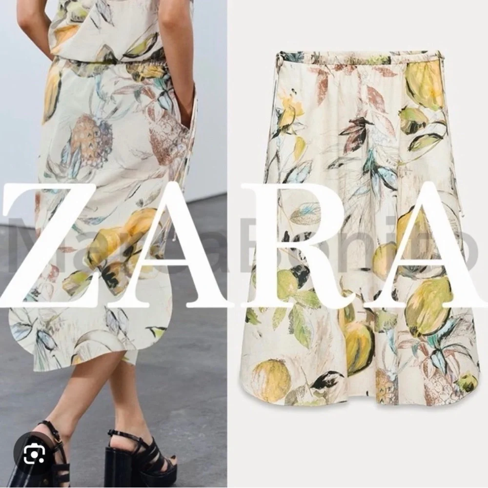 Zara A-Line Skirt with Lemon and Leaf Print - Picture 7 of 7