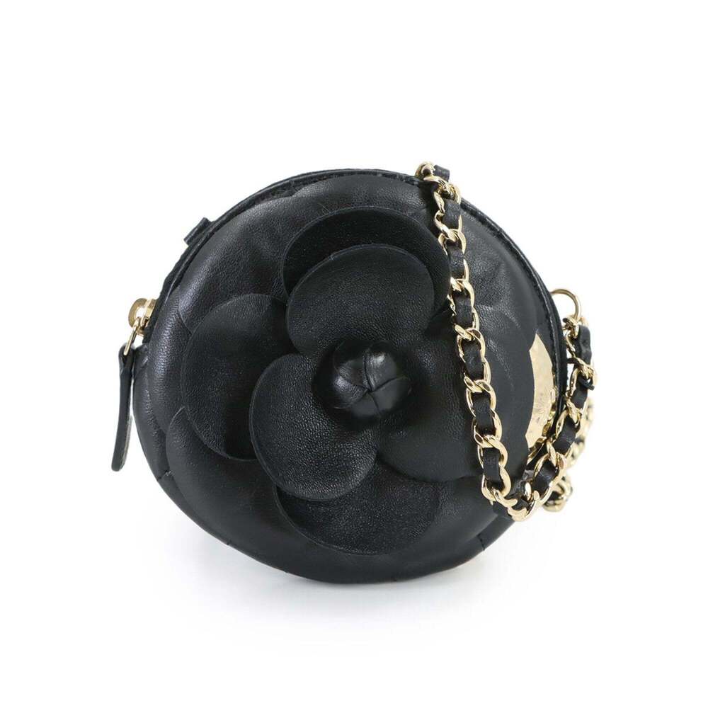 CHANEL Black Lambskin Leather Wallet