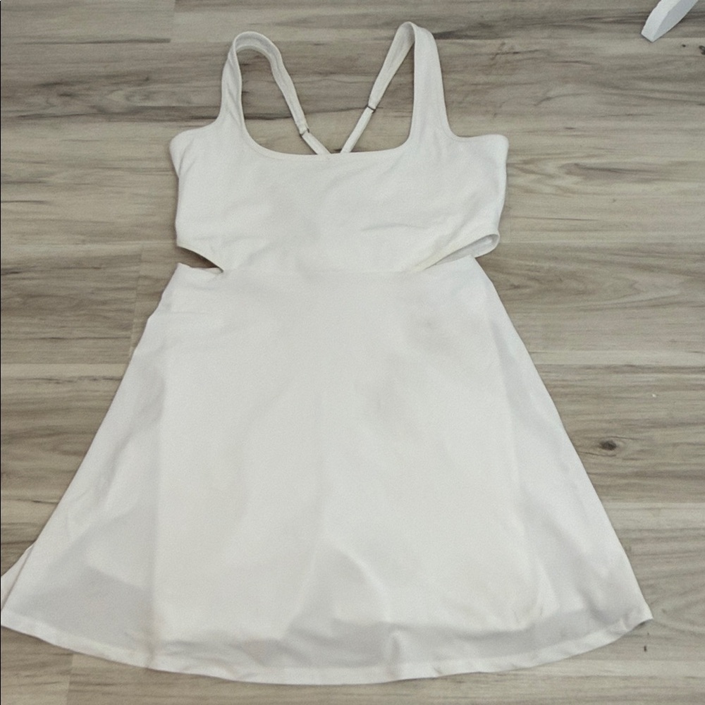 NWT Abercrombie &Fitch White sleeveless Dress w side cut out Sz Med