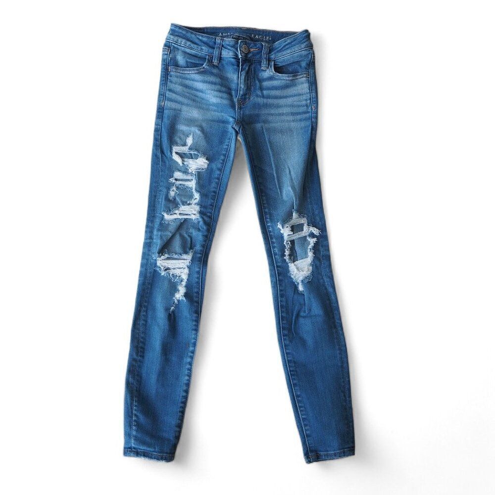 American Eagle NE(X)T Level Stretch‎ Distressed Medium Wash Jegging Jeans 00