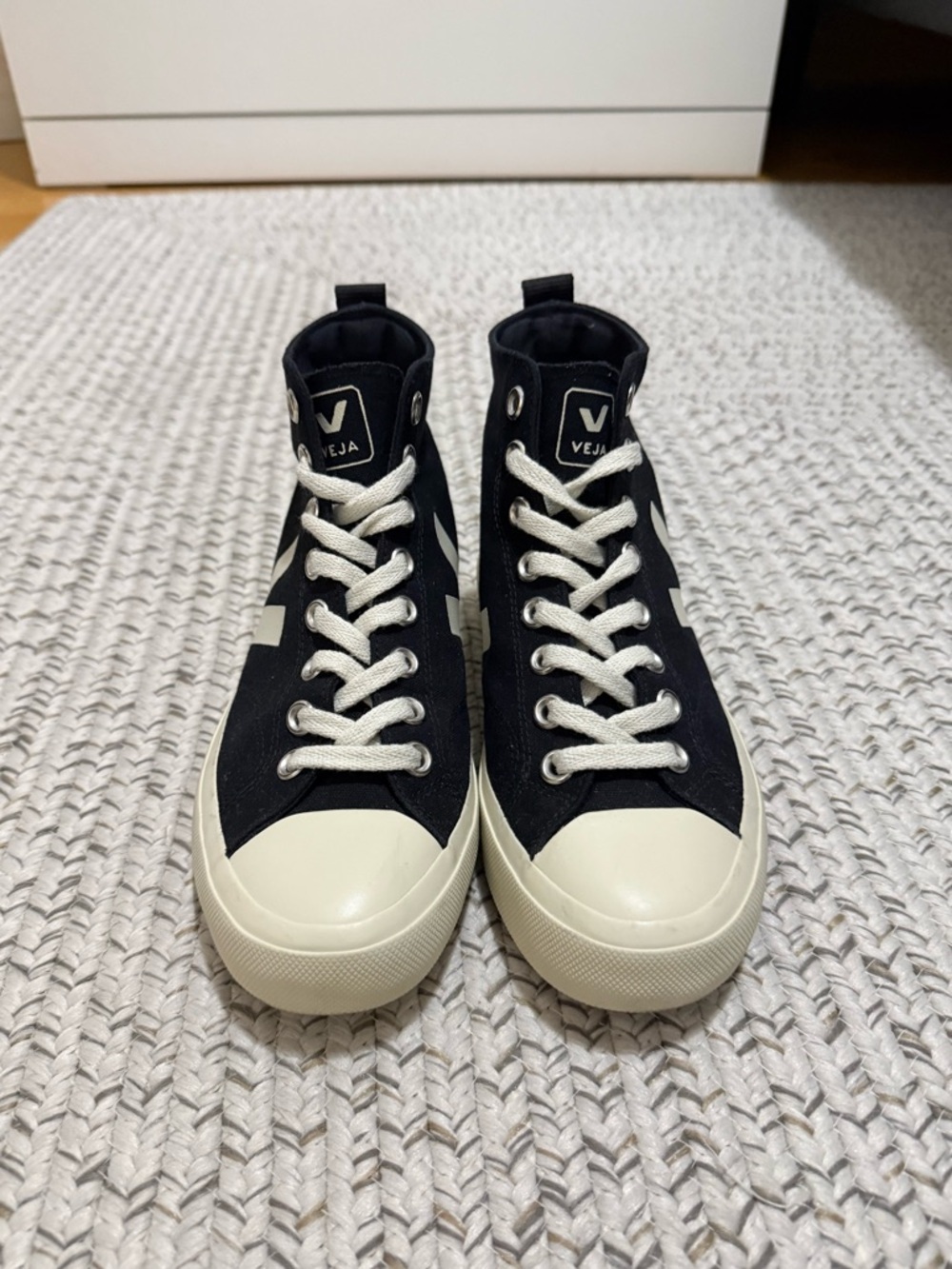 VEJA Wata II High Top Canvas Sneakers – Black Pierre Organic Cotton High Tops - Picture 7 of 12