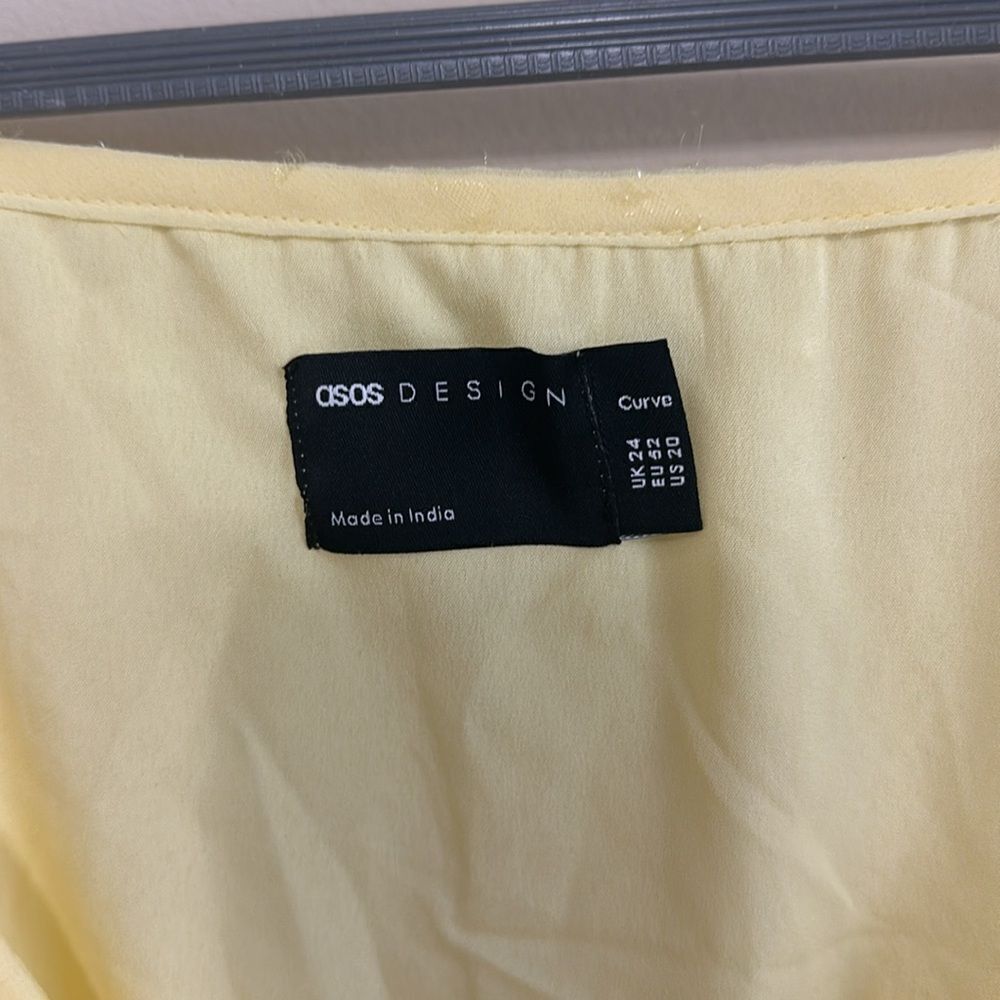 ASOS Curve Pale Yellow Pleated Midi Dress - Picture 2 of 7