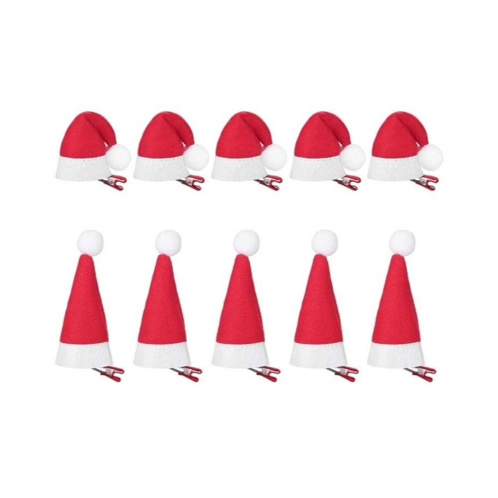10 PCS Santa Hat Hair Clips Cute Mini Red Alligator Clips Fits Kids Girls