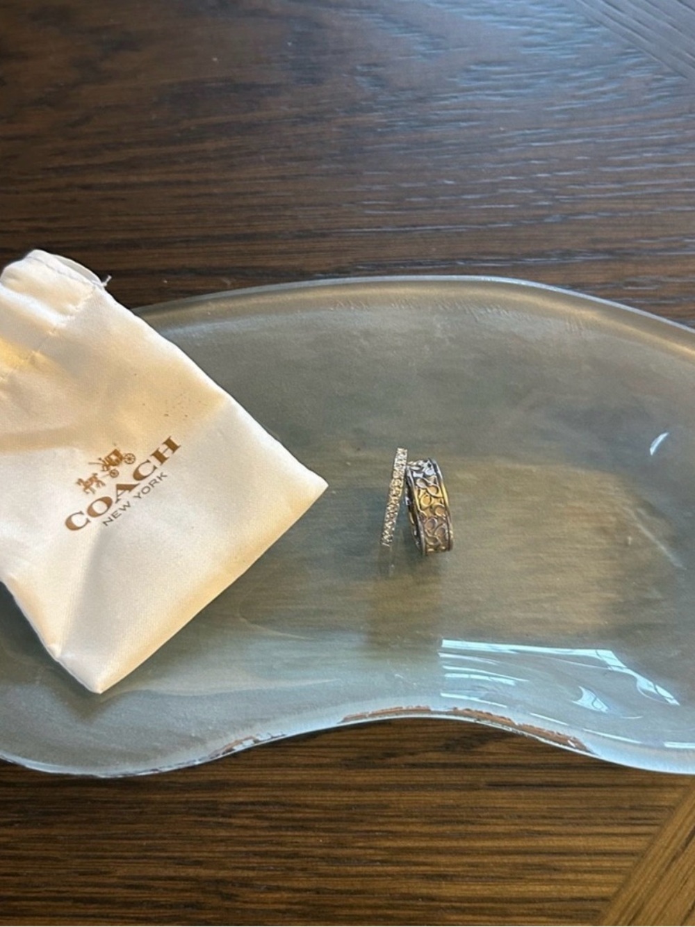 Coach Silver-Tone and Clear Crystal Ring Set - Picture 3 of 4