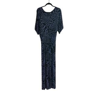 Lisa Rinna Blue And Black‎ Animal Print Belted Jumpsuit Size 10