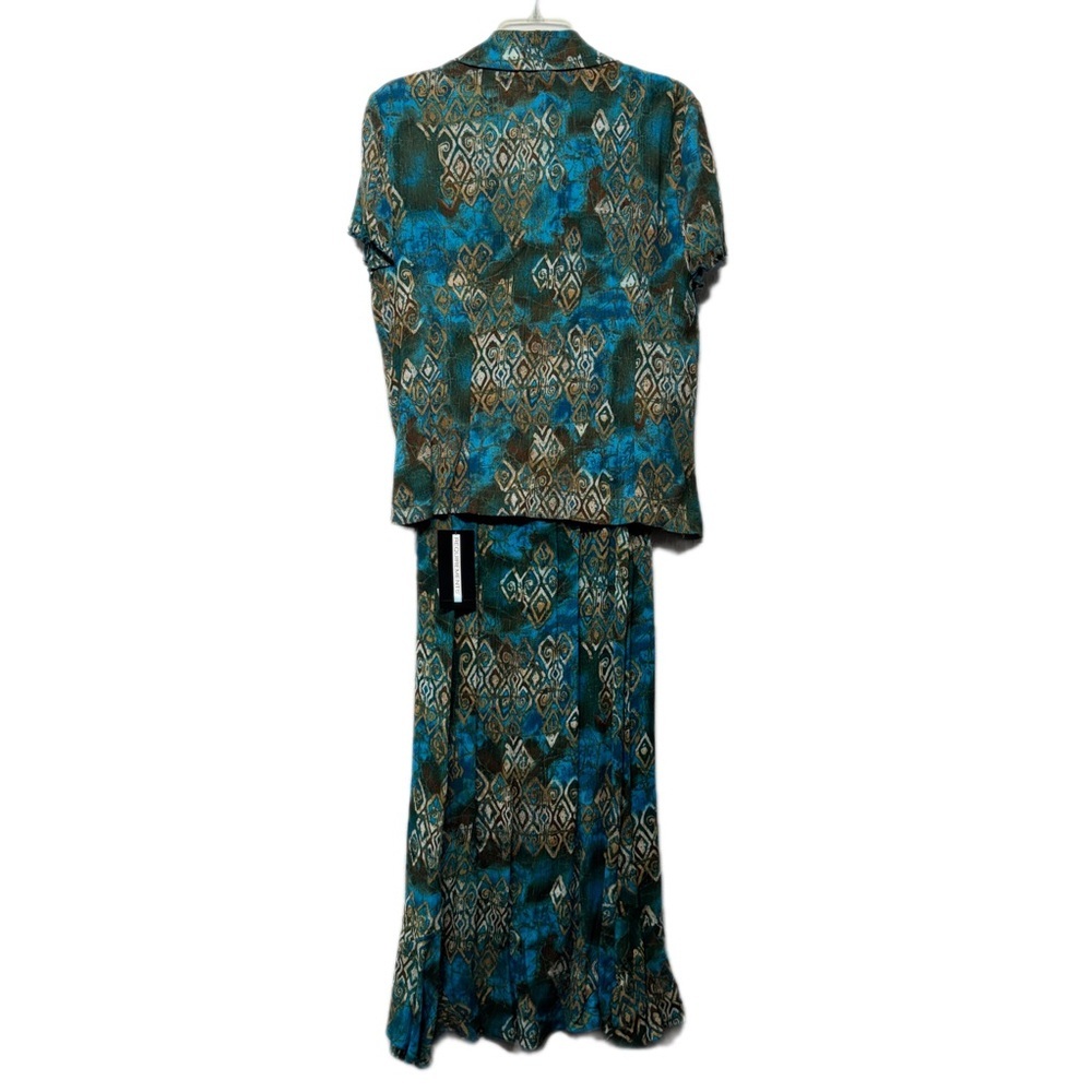 Vintage Requirements Teal & Brown Geometric Skirt Set - Picture 2 of 5